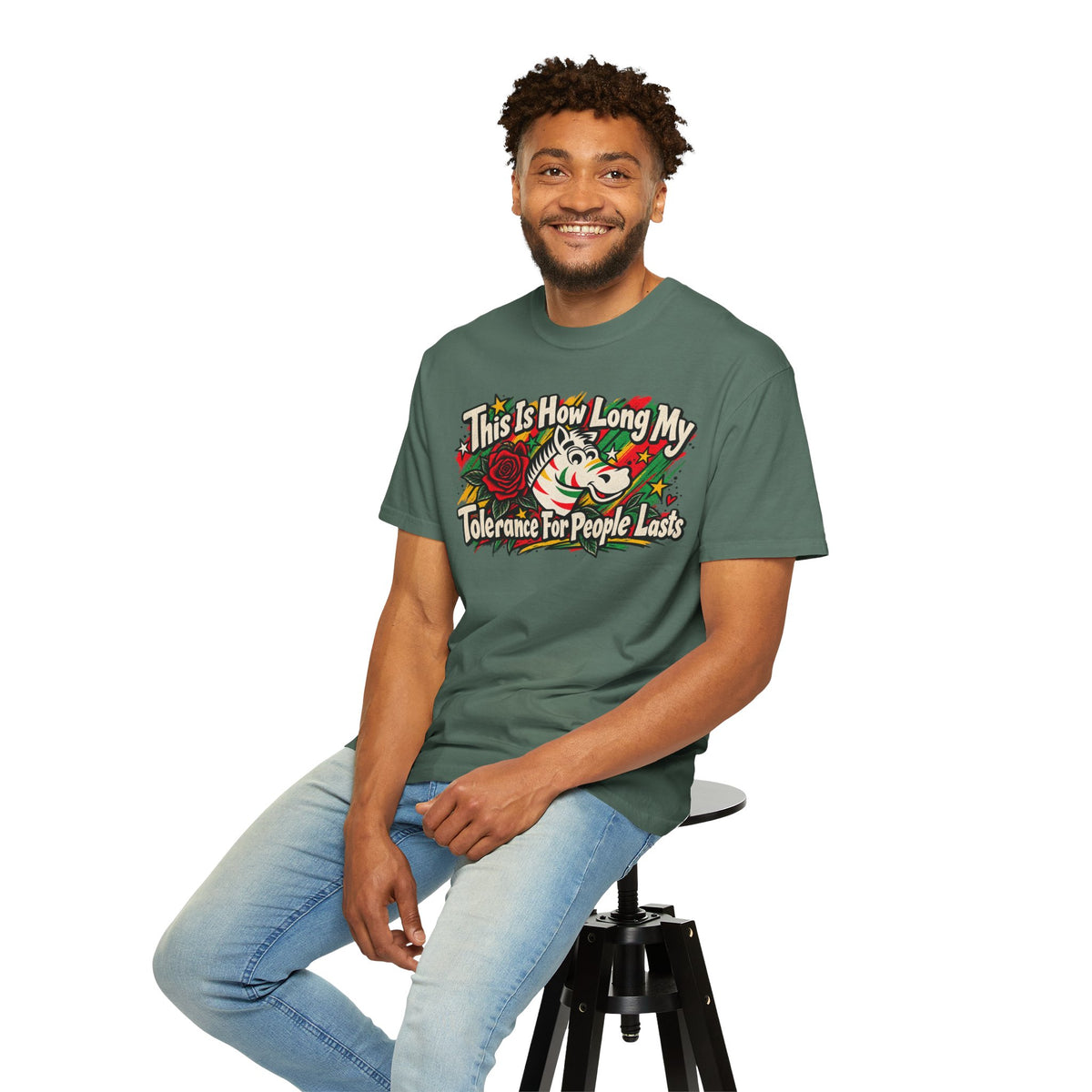 This is How Long My Tolerance Lasts Zebra Chewing Gum Unisex Garment-Dyed T-shirt
