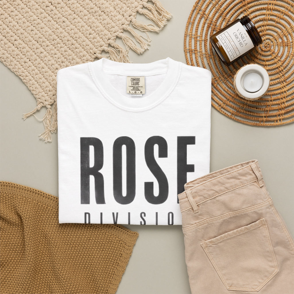 Rose Division graphic T-shirt | rose illustration, typographic design