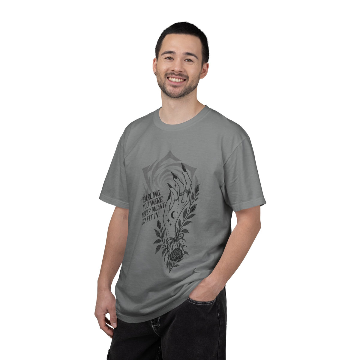 Never Meant to Fit In Swirl Rose Vines Graphic Tee | Inspirational Quote T-Shirt