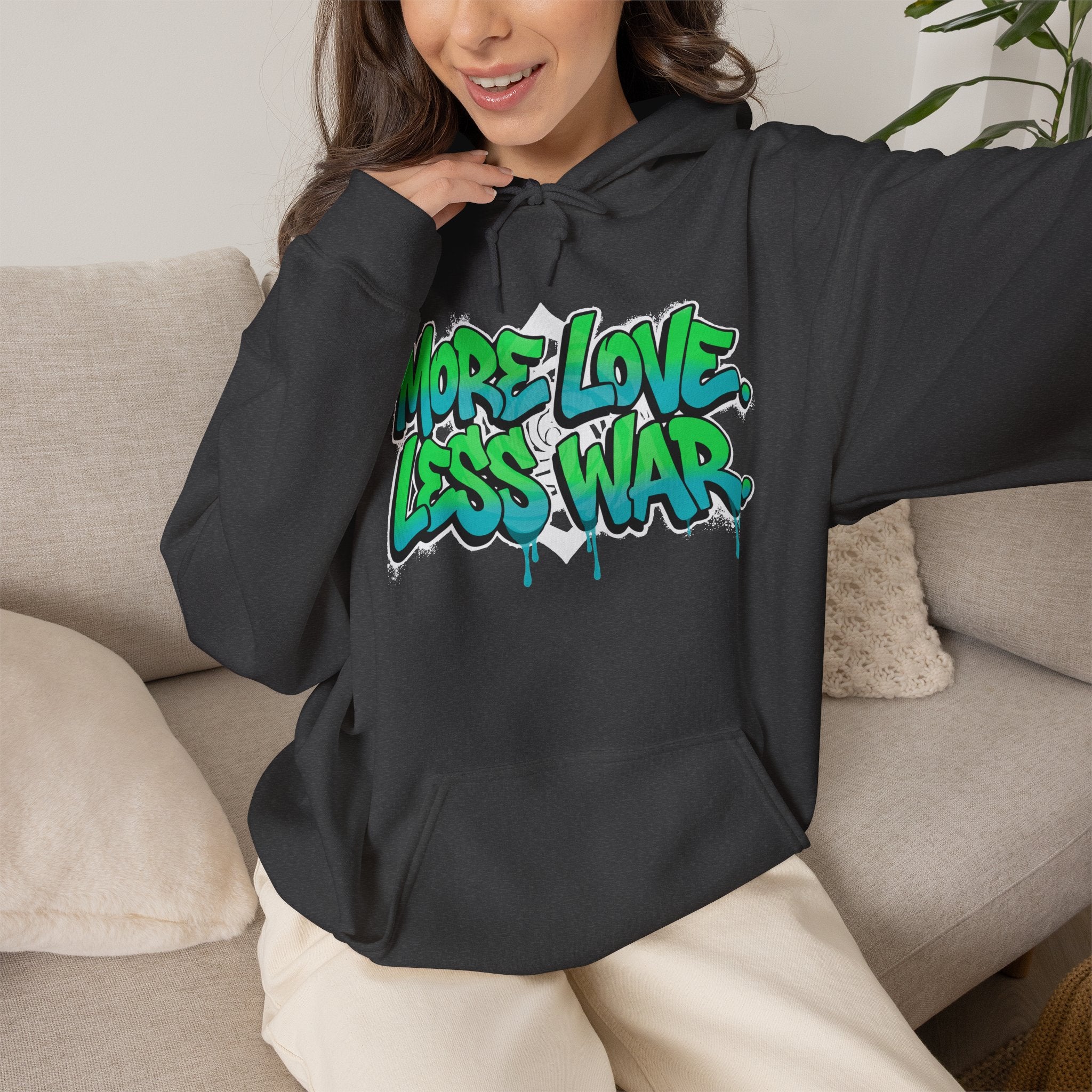 More Love | Less War Hoodie | Graffiti Peace Unisex Hoodie