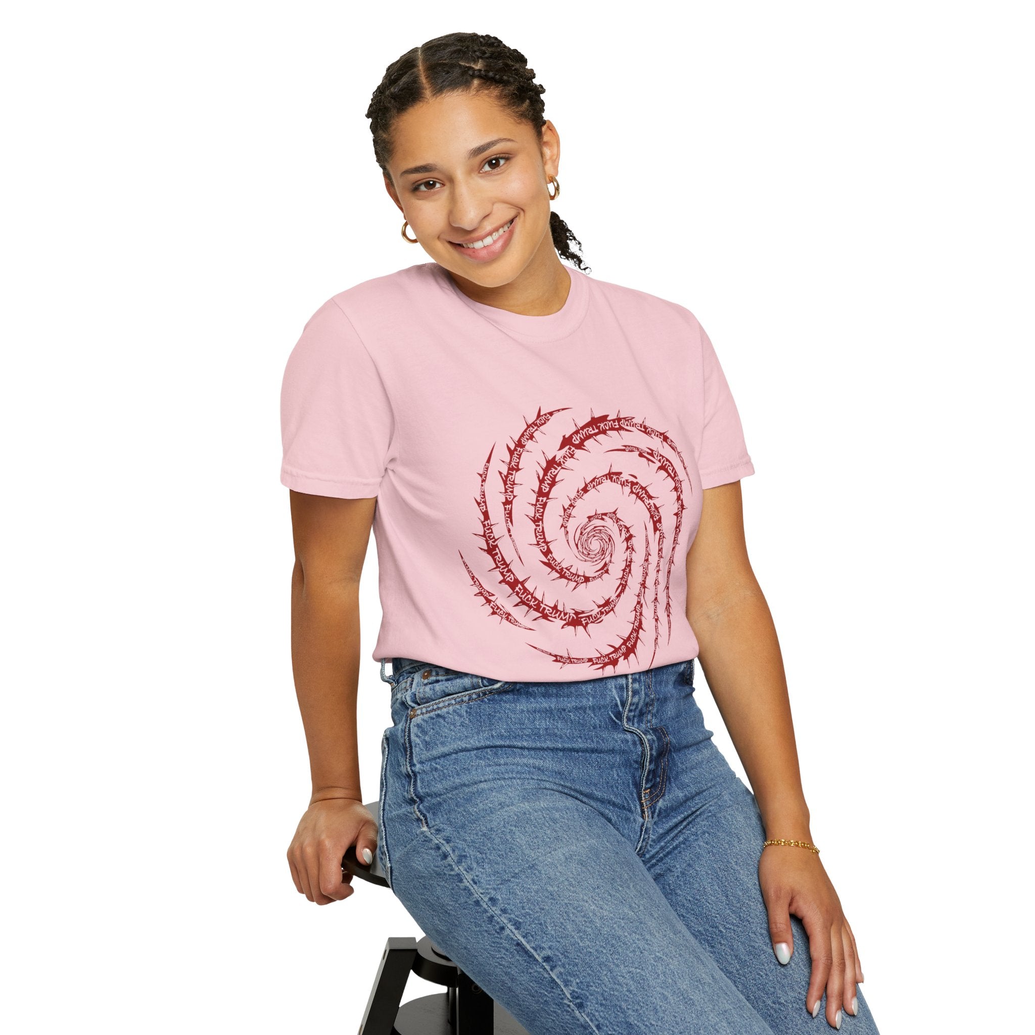 Red Vines and thorns with FUCK TRUMP Spiral Graphic Tee