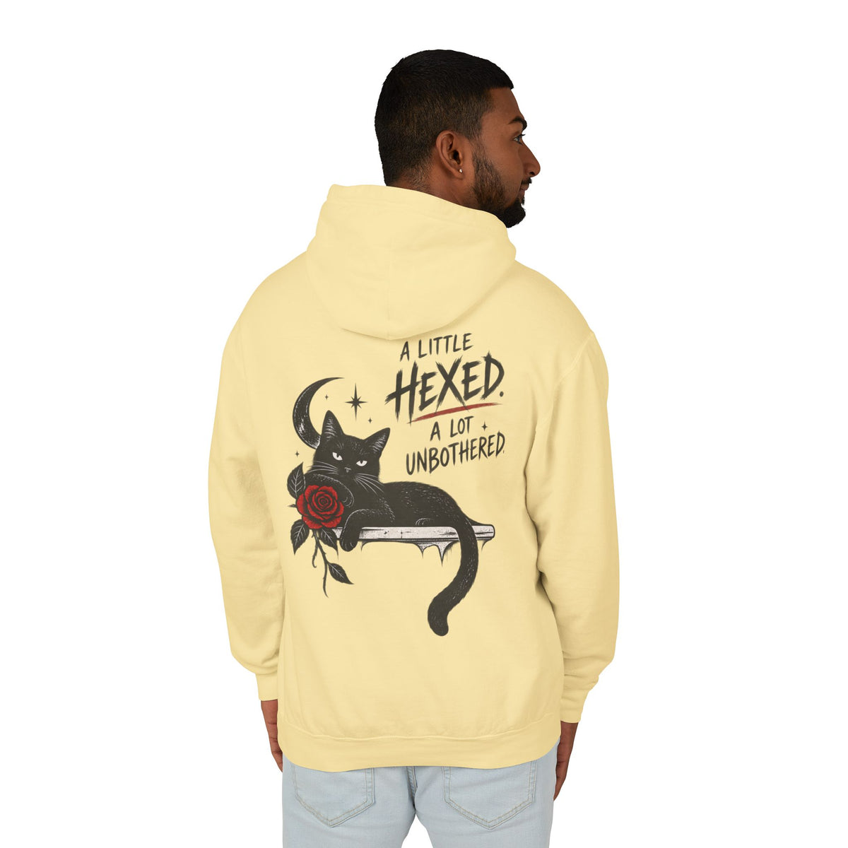 Black Cat Energy Unisex Lightweight Hooded Sweatshirt