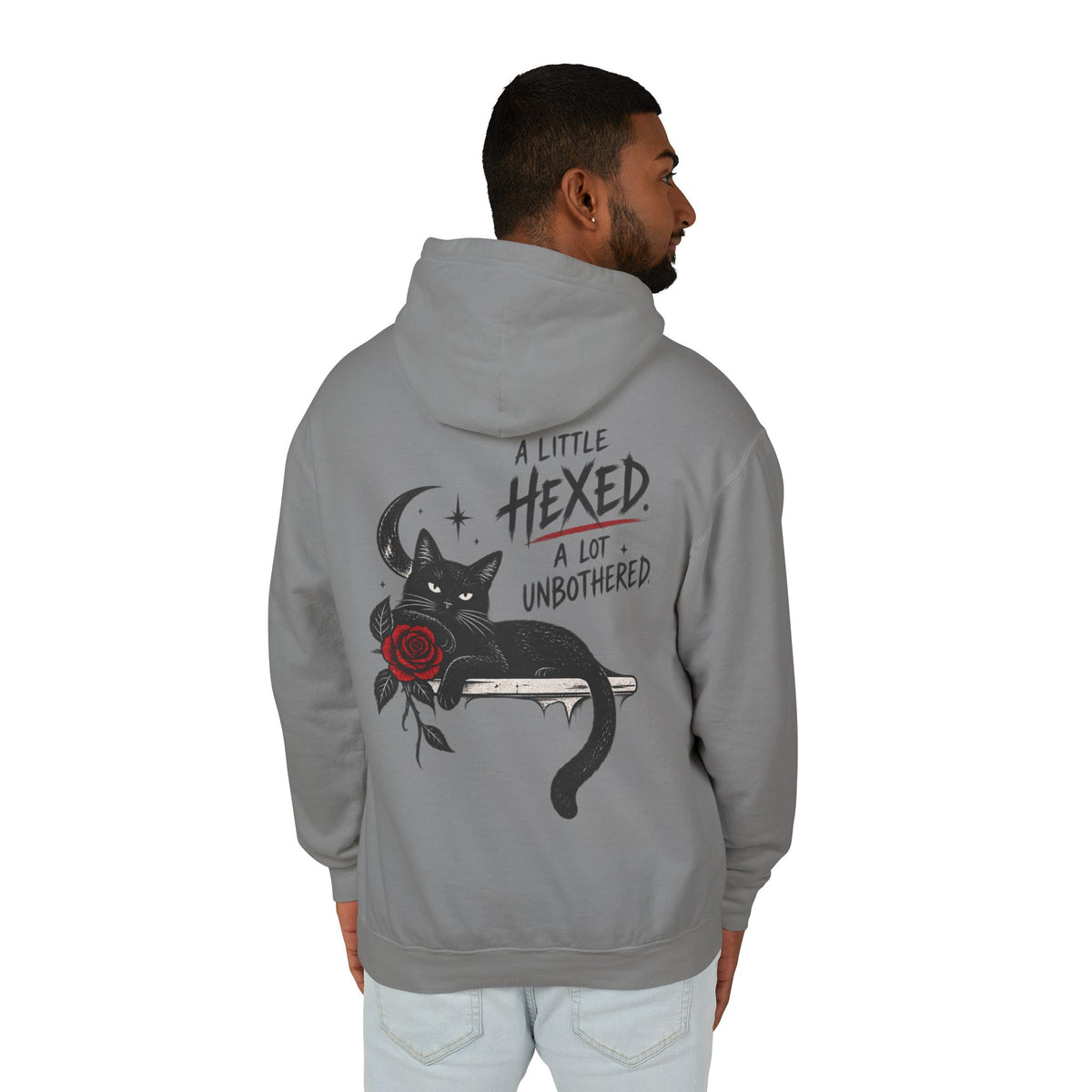 Black Cat Energy Unisex Lightweight Hooded Sweatshirt