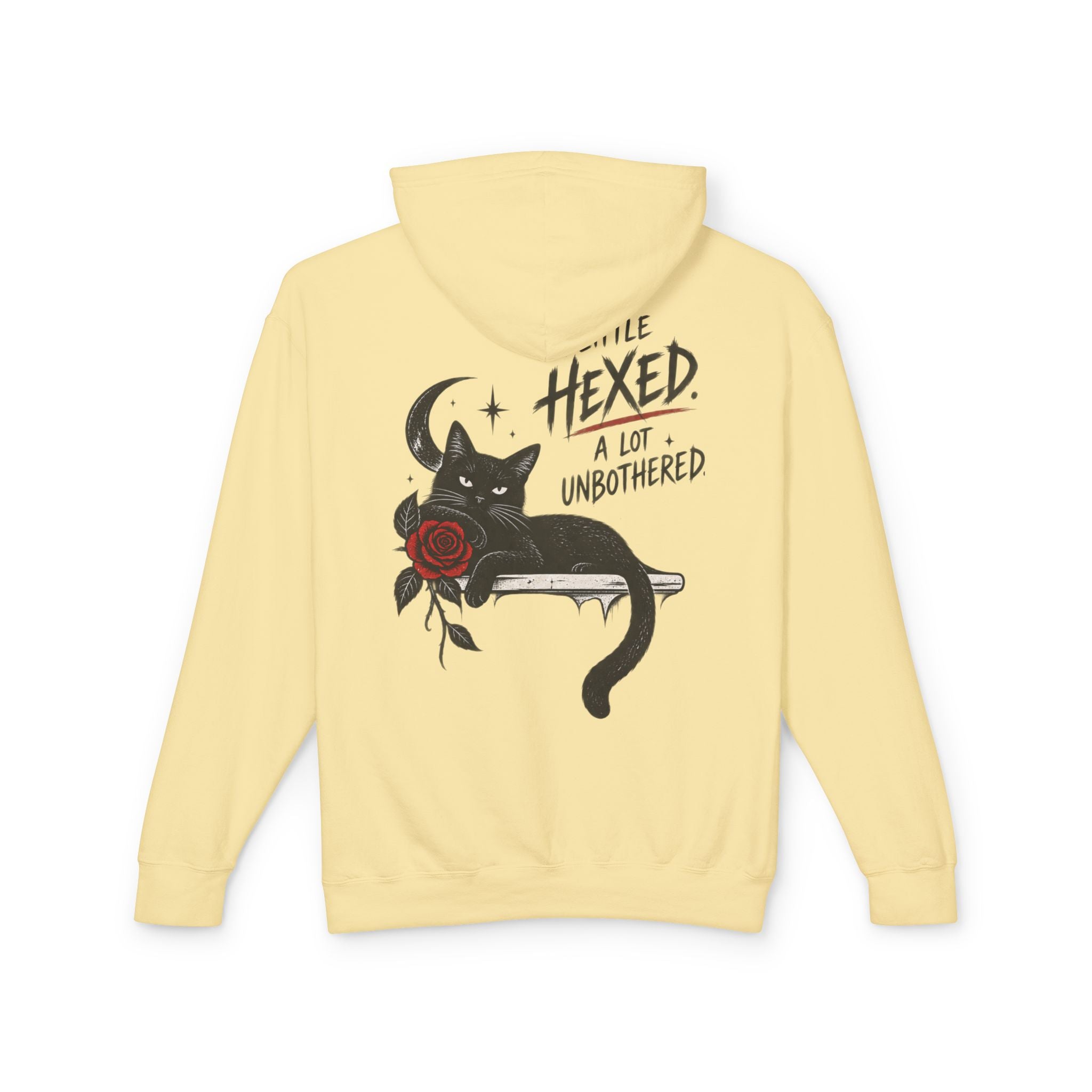 Black Cat Energy Unisex Lightweight Hooded Sweatshirt