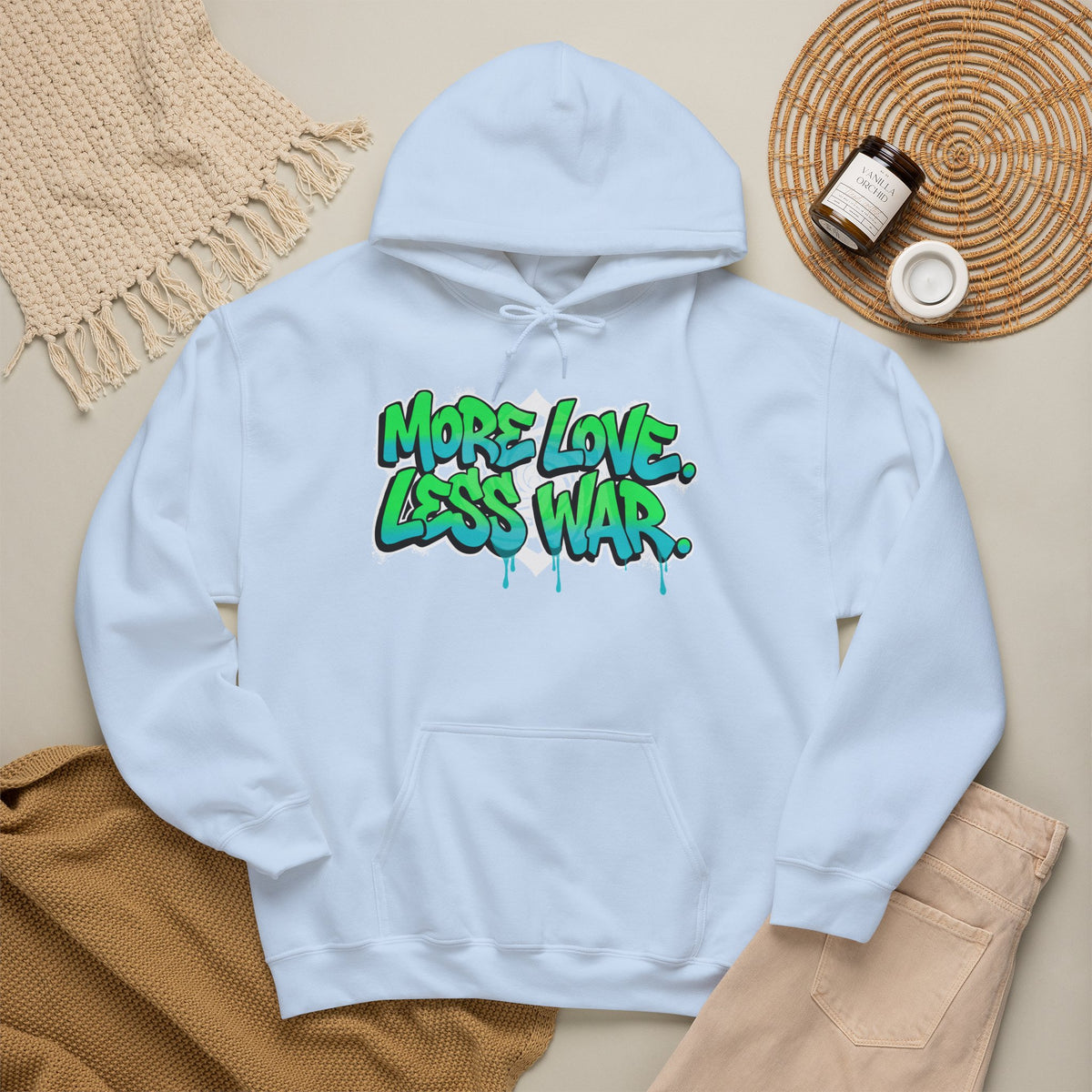 More Love | Less War Hoodie | Graffiti Peace Unisex Hoodie